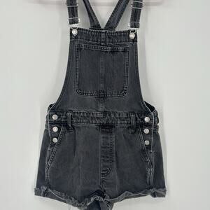 Madewell Adirondack Short Overalls Womens Small Faded Black Denim 100% Cotton